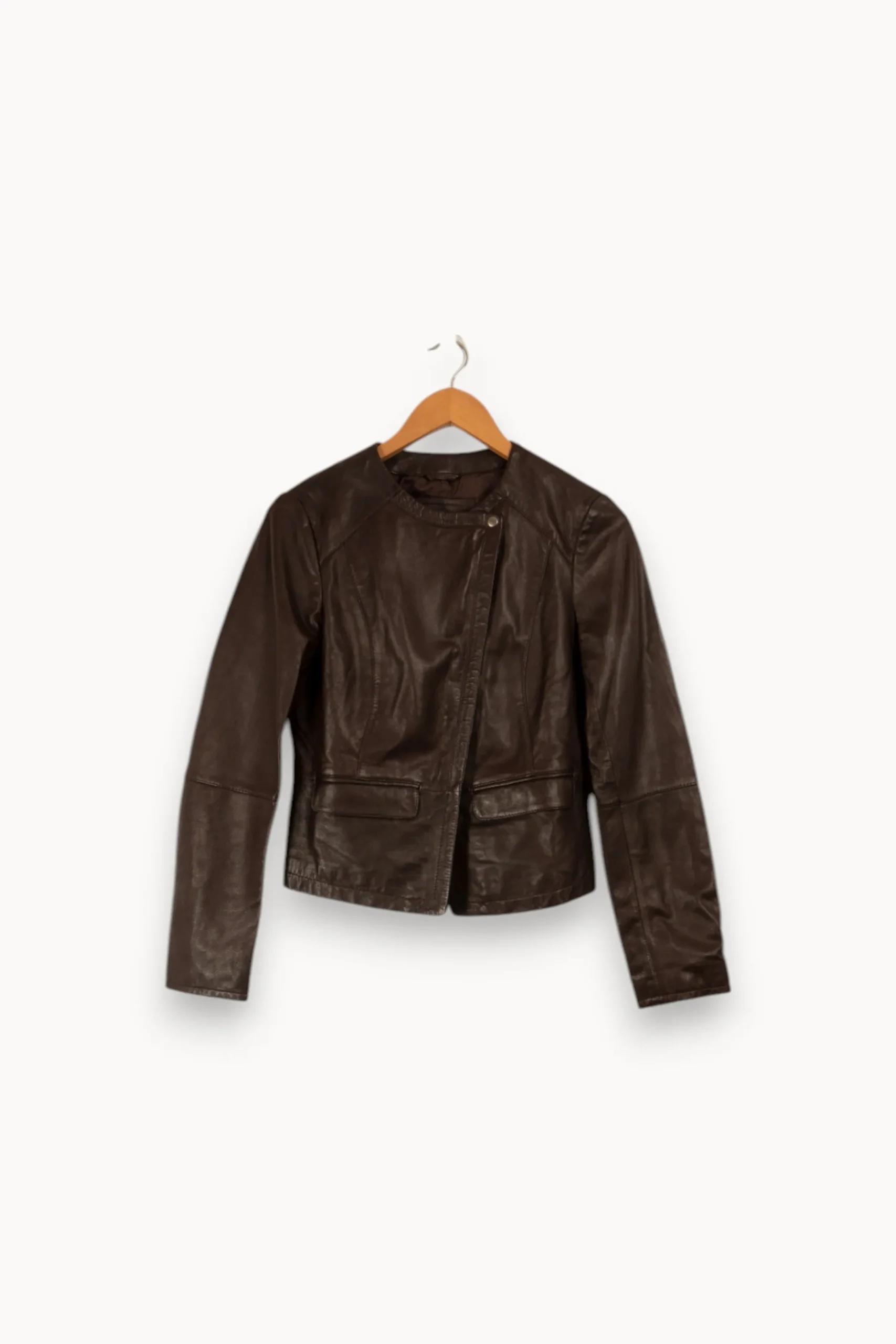 Discount Caroll Veste en cuir foncé - Taille S/36 Marron