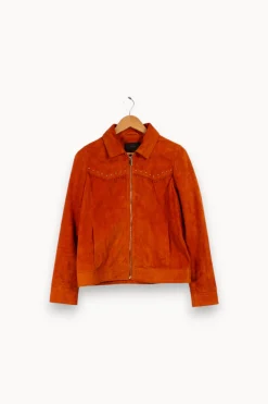 New IKKS Veste en cuir - Taille M/38 Orange
