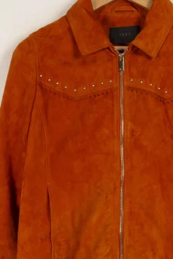 New IKKS Veste en cuir - Taille M/38 Orange