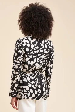 Cheap La Fée Maraboutée Veste fluide imprimée en viscose flammée - 36 Noir